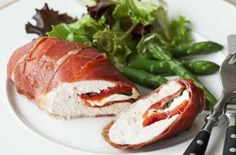 Chicken breasts wrapped in Parma ham